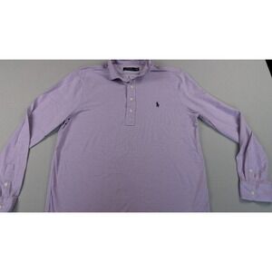 Polo Ralph Lauren Long Sleeve Polo Shirt Lavender Purple Pique Knit Mens Large
